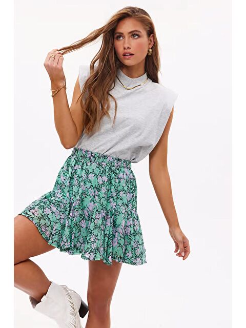 Madmext Gri Vatkalı Tişört Mg900 - S000056771-20600