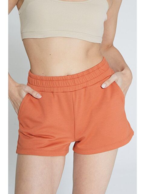 Chandraswear Turuncu Kadın Soft Touch Kısa Şort - Eva - S000029036-20013