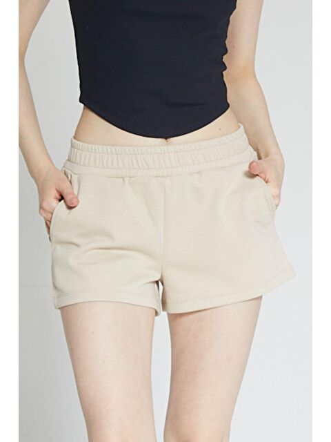 Chandraswear Bej Kadın Soft Touch Kısa Şort - Eva - S000029036-19928