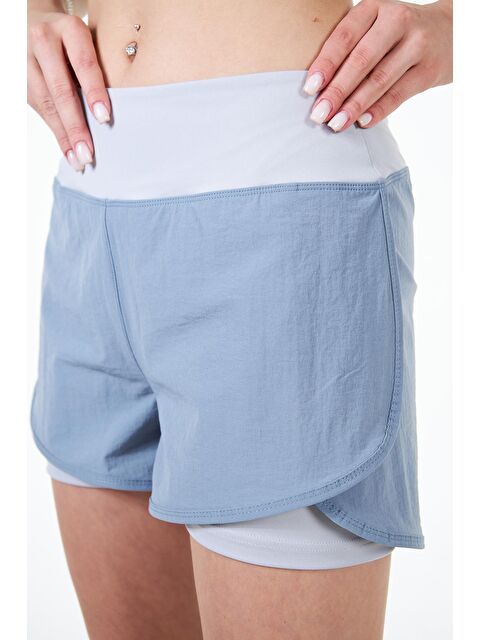 Chandraswear Mavi Kadın 2 Katmanlı Spor Şort Taytlı 2İn1 - Lucia - S000029034-17234