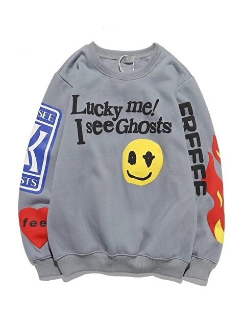 Madmext Füme Baskılı Oversize Sweatshirt Mg1207 - S000056834-33408