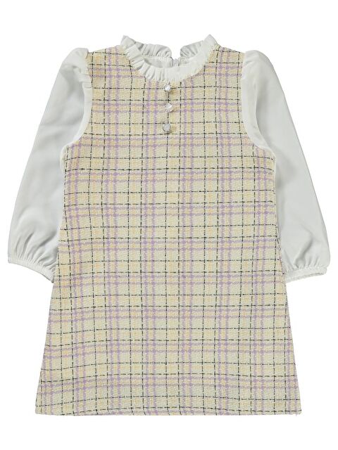 Civil Girls Düğmeli 2-5 Yaş Elbise - Lila 5-6 Yaş - S000294258-17878