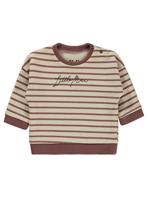 Civil Baby Little Man Çizigili 6-18 Ay Sweatshirt - Kahverengi 18-24 Ay - S000325158-17365