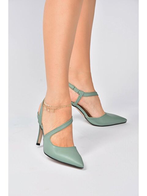 Fox Shoes Yeşil Sivri Burun Kadın Topuklu Ayakkabı K404910809 - S000044339-18194