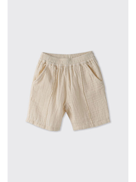 Panço Erkek Bebek Beli Lastikli Müslin Bej Şort