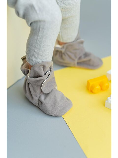 First Step Kaydırmaz Tabanlı Pamuk Astarlı Çıtçıtlı Gri Panduf - S000041610-20600