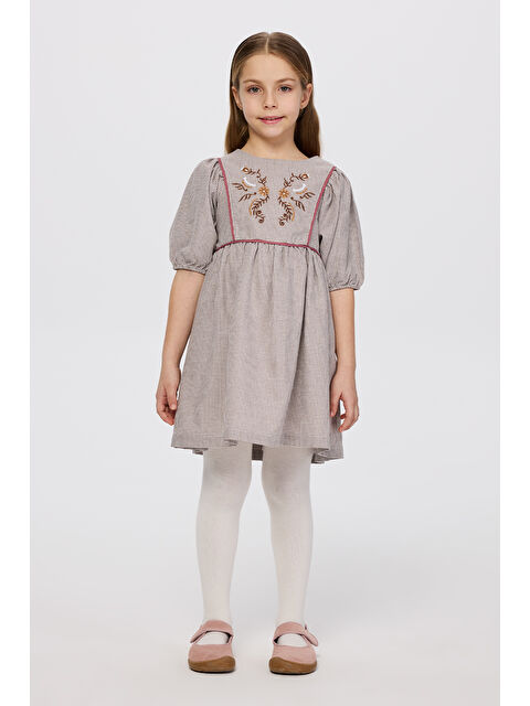 Panço Kız Çocuk Kahve Elbise - S000470870-19413