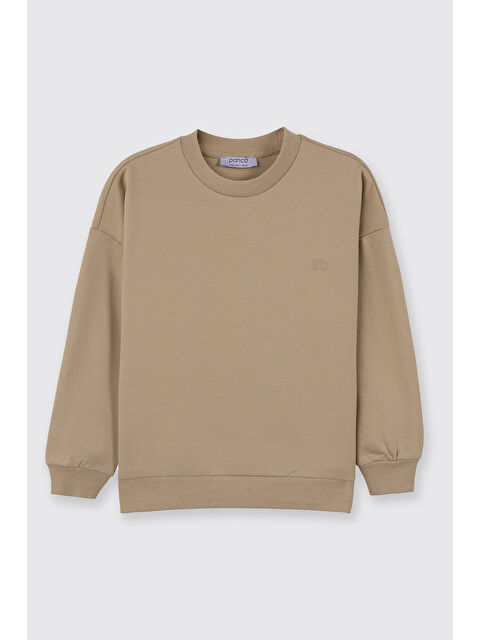 Panço Erkek Çocuk Bisiklet Yaka Bej Sweatshirt