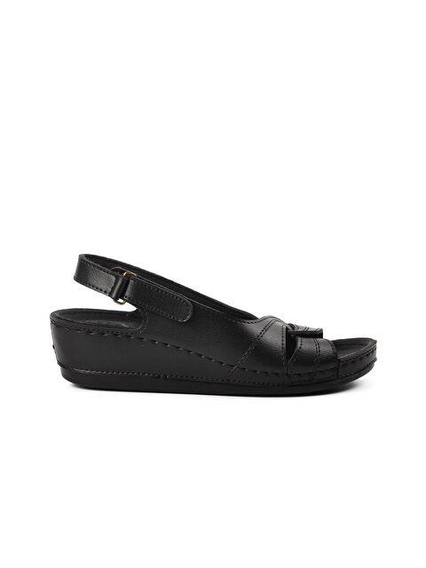 Ayakmod 15.027 Siyah Kadın Dolgu Topuk Sandalet - S000026267-19351