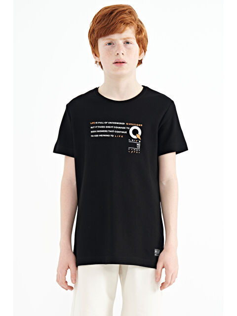 Tommylife Siyah Baskı Detaylı O Yaka Standart Kalıp Erkek Çocuk Tişört - 11145 - S000030967-19351