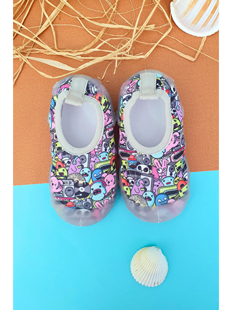 First Step Popart Desenli Erkek Çocuk Kaydırmaz Tabanlı Deniz Ayakkabısı-F-7005 - S000028393-20600