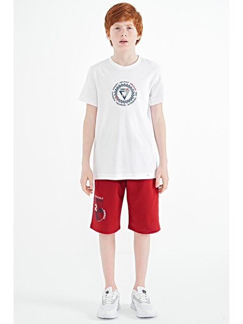 Tommylife Beyaz Nakış İşleme Detaylı O Yaka Standart Kalıp Erkek Çocuk Tişört - 11115 - S000030855-20063