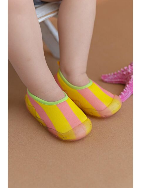 First Step Pembe Sarı Kız Çocuk Kaydırmaz Tabanlı Deniz Ayakkabısı - S000028397-20072