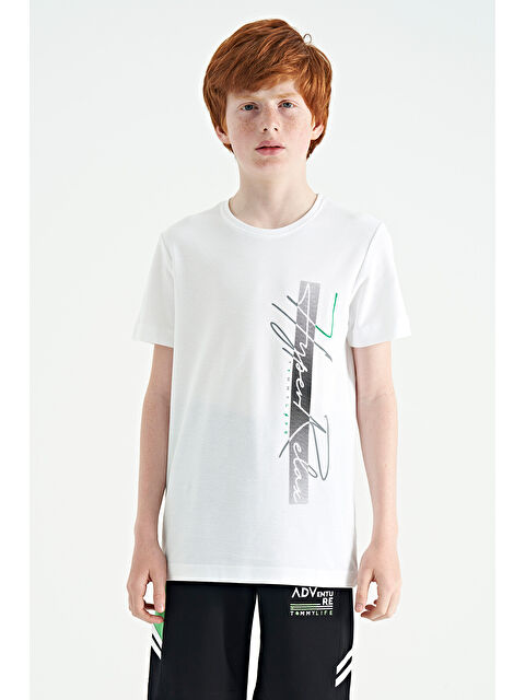 Tommylife Beyaz Yazı Baskılı O Yaka Standart Kalıp Erkek Çocuk Tişört - 11119 - S000030935-20063