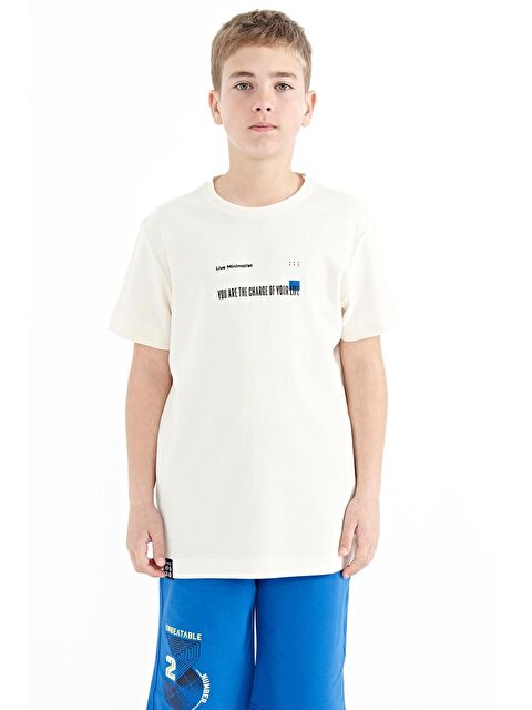 Tommylife Ekru Baskı Detaylı O Yaka Standart Kalıp Erkek  Çocuk Tişört - 11117 - S000031027-19965
