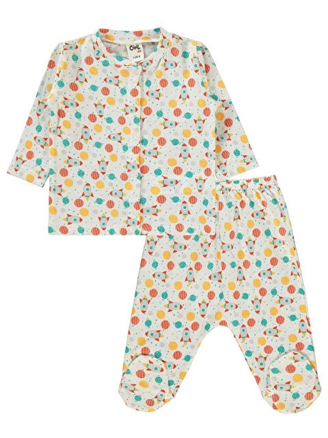 Civil Baby Uzay Araçları 1-6 Ay Pijama Takımı - Ekru 1-3 Ay - S000341976-19965