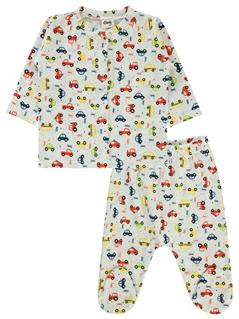 Civil Baby Araba Baskılı 1-6 Ay Pijama Takımı - Ekru 6-9 Ay - S000357006-19965