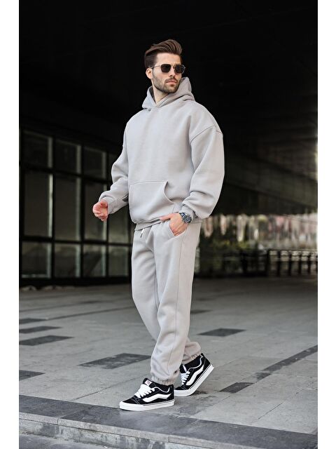 Madmext Boyalı Gri Kapüşonlu Basic Eşofman Takımı 5925 - S000056720-20600