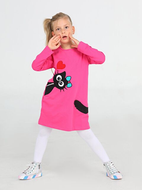 Casabony Black Cat Fuşya  Kız Çocuk Elbise - S000076791-18686