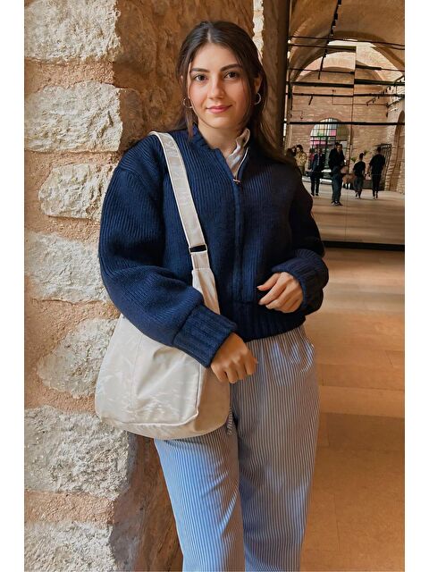 Madmext Lacivert Fermuarlı Uzun Kollu Triko Hırka Mg2061 - S000294400-21164