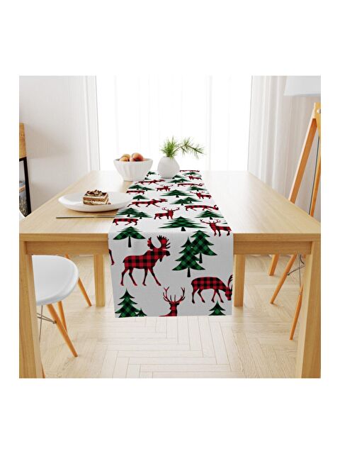 Evmila Kadife Dokuma Özel Tasarım Yılbaşı Desenli Runner 40x140 cm - S000088857-23173