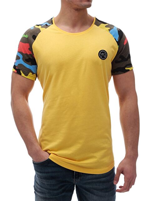 Madmext Kamuflaj Desenli Sarı %100 Pamuk Tişört 2979 - S000039691-20072