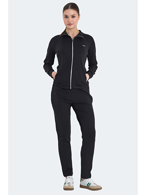 SLAZENGER REFER Kadın Fermuarlı Dik Yaka Cepli Siyah Eşofman Takımı - S000342924-19351