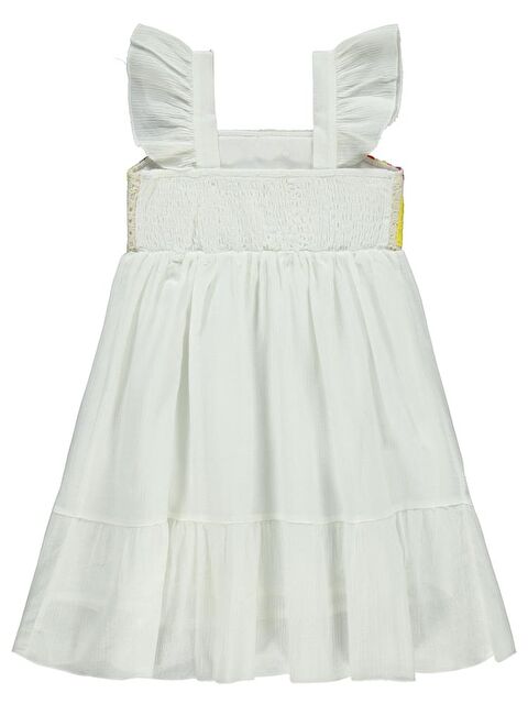 Civil Girls Roba Desenli 6-9 Yaş Elbise - Ekru 9-10 Yaş - S000359617-19965