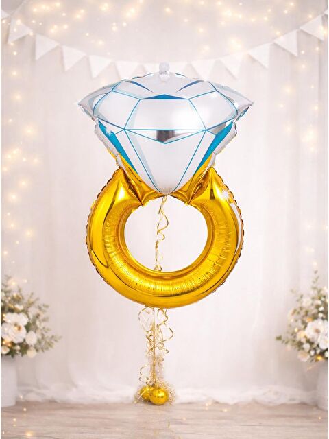 Parti Adresi Bride Tek Taş Yüzük Folyo Balon Bekarlığa Veda Parti Balonu 75 cm - S000522951-20076