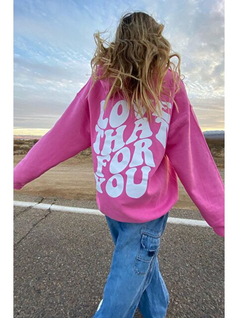 Madmext Pembe Sırt Baskılı Sweatshirt Mg1220 - S000032242-20024