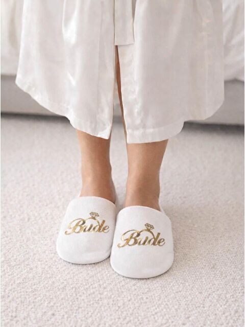 Parti Adresi Bride Yazılı Gelin Terliği Beyaz Bekarlığa Veda Partisi Terlik - S000522955-20063