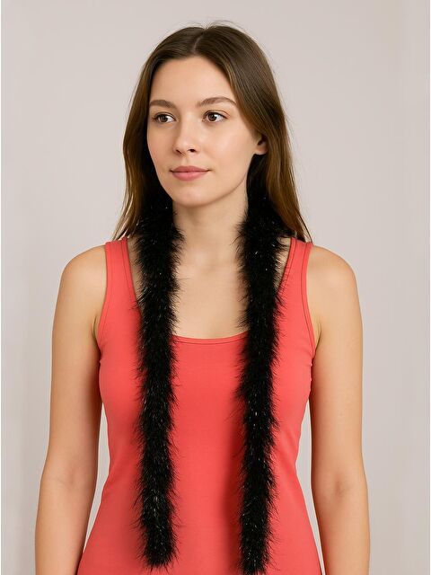 Parti Adresi Simli Otriş Tüy Bekarlığa Veda Parti Kostüm Aksesuarı Siyah 2 m - S000522952-19351