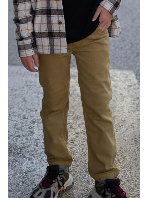 Breeze Erkek Çocuk Pantolon Bağcıklı Beli Paçası Lastikli Haki Yeşil (6-10 Yaş) - S000160088-18547