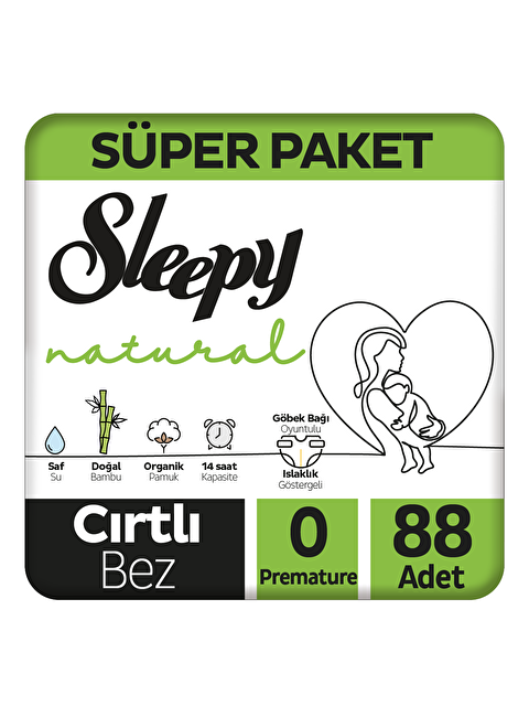 Sleepy Tekli Paket Natural Süper Bebek Bezi 0 Numara Premature 88 Adet - S000110807-20063