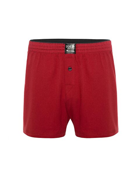 Tolin Erkek Pamuklu Düz Renk Bordo %100 Pamuk Boxer 415BR - S000075009-19951