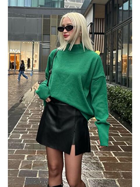 Madmext Yeşil Balıkçı Yaka Kazak Mg1252 - S000121278-18194