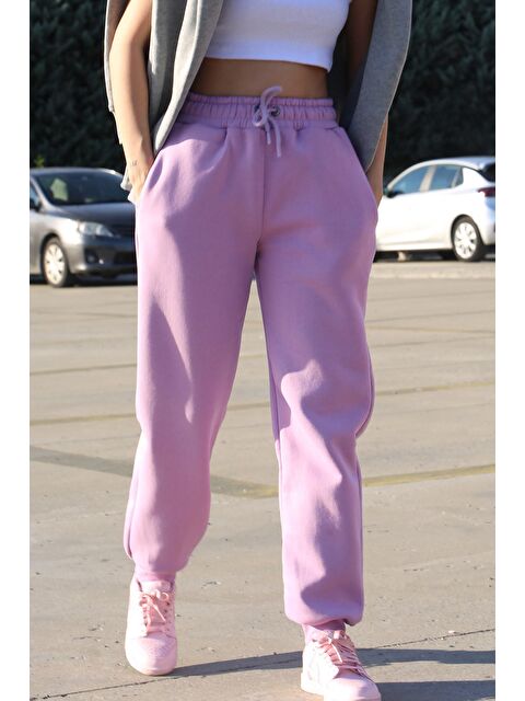 Madmext Kadın Lila Beli Lastikli Şardonlu Eşofman Altı Mg1568 - S000030632-17878