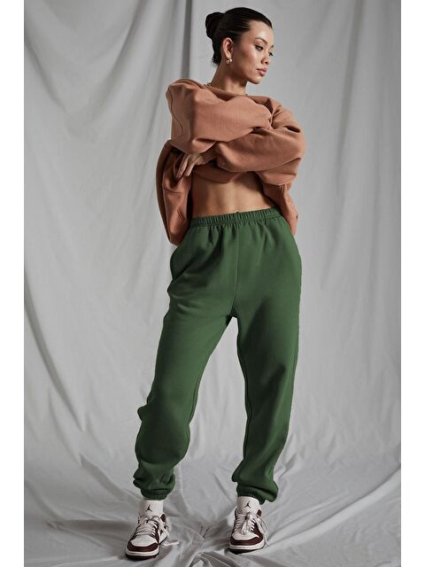 Madmext Kadın Haki Beli Lastikli Oversize Eşofman Altı Mg1235 - S000030633-18547