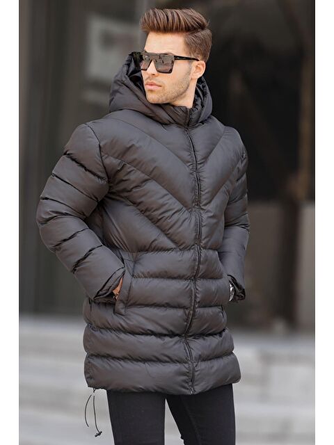 Madmext Siyah Kapüşonlu Erkek Şişme Mont 6803 - S000050778-19351