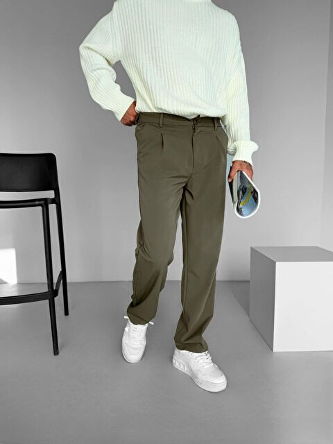 Abluka Online Baggy Fit Beli Lastikli Rahat Erkek Pantolon Haki - S000270867-18547