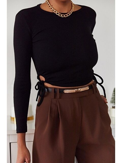 Xhan Siyah Yanları Bağlamalı Bluz 2KXK2-45621-02 - S000038336-19351