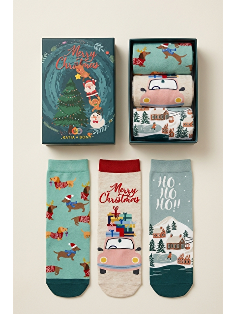 Katia And Bony Çocuk 3'Lü Yılbaşı Temalı Kutulu Soket Çorap