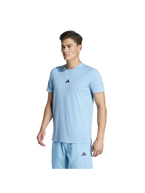 Adidas Designed For Training Erkek Mavi Yuvarlak Yaka Spor Tişört