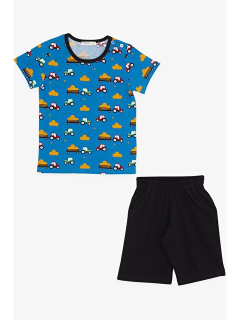 Breeze Erkek Çocuk Şortlu Pijama Takımı Traktör Desenli Mavi (1.5-3 Yaş) - S000068270-17234