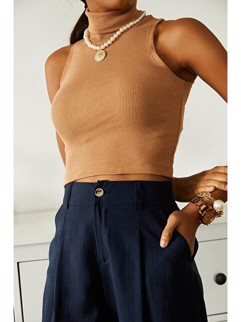 Xhan Kahverengi Prenses Kol U Yaka Bluz 2KXK2-45531-18 - S000038339-19413