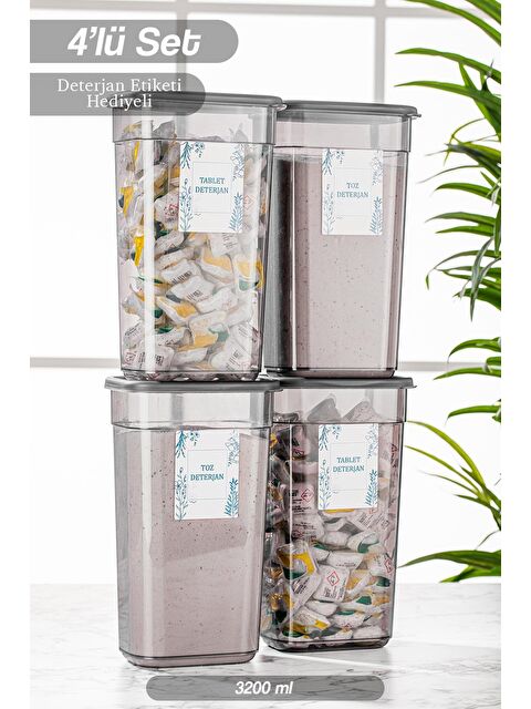 Meleni Home 4 Adet Jumbo Etiketli Dikdörtgen Saklama Kabı 3200 ml - S000033102-29666