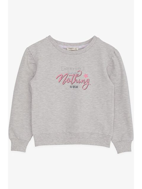 Breeze Kız Çocuk Sweatshirt Simli Yazı Baskılı Bej Melanj (8-14 Yaş) - S000022409-19927