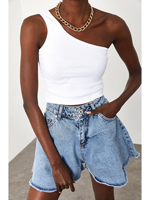 Xhan Beyaz Tek Omuz Kaşkorse Atlet 1KZK2-11476-01 - S000038348-20063