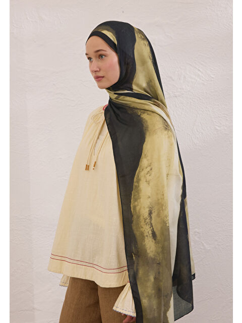 Fresh Scarfs Color Waves Desen Rami Şal Siyah