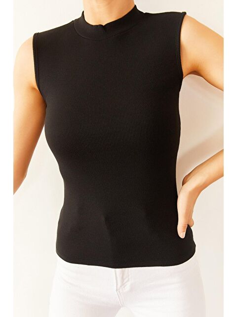 Xhan Siyah Yarım Balıkçı Kaşkorse Bluz 0YZK2-10384-02 - S000038363-19351